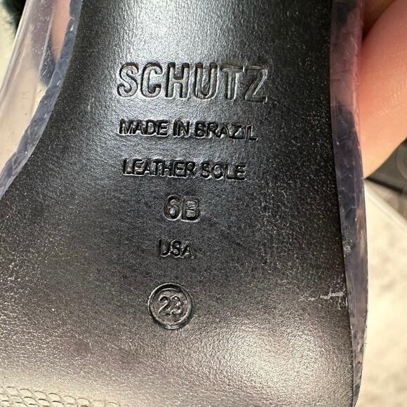 SCHUTZ Snake Print Heels WMNS US Sz 6B High Pumps Black/Transparent Pointed Toe - Picture 8 of 8